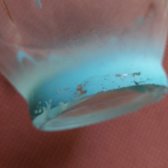 Vintage* 60s Atomic Age Turquoise & Gold Glass Chip Bowl - Picture 5 of 10